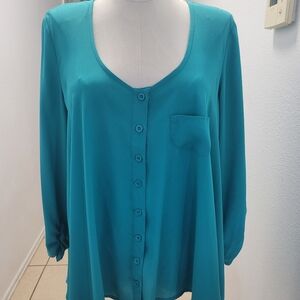 Style & Co. Teal Button-Front Women's Blouse